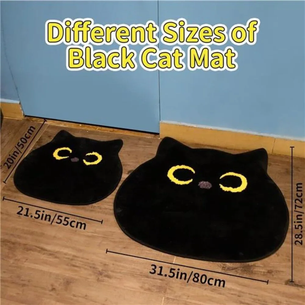Bathroom Rug - Bathroom Mat,Black Cat Rug,Cat Bath Mat,Non Slip Bath Mats